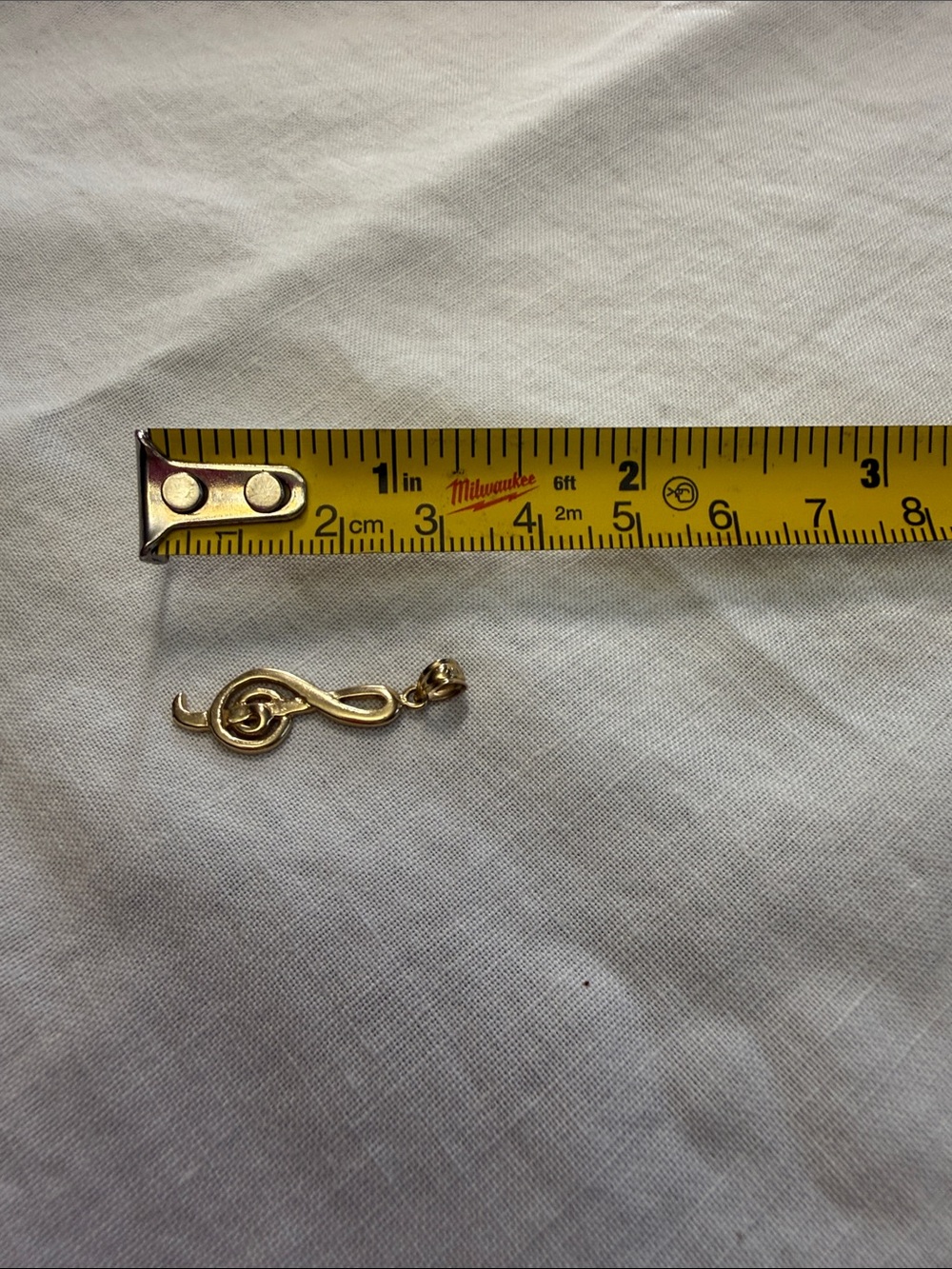 Gold Treble Clef Music Pendant Necklace - Solid 14k charm only - Picture 2 of 6
